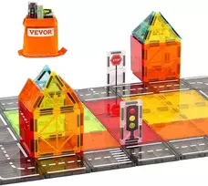 Magnetinių plytelių rinkinys vaikams, 56 magnetinių kaladėlių, 3D konstravimo žaislas, magnetinis konstruktorius, edukaciniai žaislai