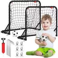 Vaikų futbolo vartai, 2 vnt., sulankstomi, plieniniai, juodi, nešiojami, mini futbolo vartai, treniruočių vartai