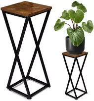 Gėlių stovas Loft Konel Rustic, juodo ąžuolo, 62 cm, augalų stovas, kambarinis stovas, gėlių lentyna