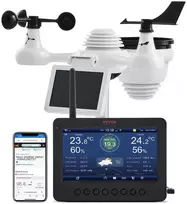 TFT ekranu WiFi meteorologinė stotelė, 7in1 jutiklis, belaidis lauko jutiklis, saulės energija, orų prognozė