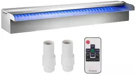 Krioklio baseino fontanas su LED juostele, nerūdijančio plieno latakas, 60 cm vandens ypatybė sodui, kiemui, terasai, alpinariumui ar baseinui, dekoratyvinis sodo fontanas, lauko vandens kaskada