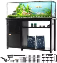 Akvariumo stovas 75 galonų talpai, plieno ir MDF konstrukcijos, roplių terariumo stovas su spintele, juodas žuvų akvariumo stovas, terariumo spintelė, akvariumo komoda