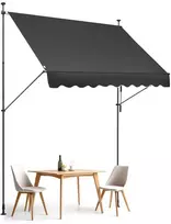 Terasos markizė 250x120 cm, ištraukiama, su rankena, juoda, sodo pavėsinė, lauko tentas