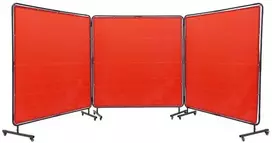 Suvirinimo ekranas su rėmu, 3 dalių, 1,8 x 1,8 m, mobilus, apsauginė uždanga, pertvara, ugniai atspari vinilo užuolaida, 12 ratukų