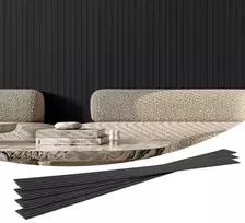 Medinės akustinės plokštės, 8 vnt 2450x166 mm, moderniai sienai, matinės juodos spalvos garso slopinimo plokštės