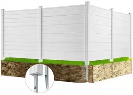 Lauko šiukšlių dėžių ir kondicionierių uždanga, 4 dalių horizontali PVC tvora 127x127cm, baseino įrangos uždanga, balta plastikinė lauko pertvara, kiemo įrangos paslėpimas