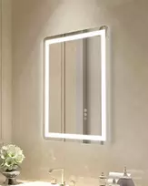 LED vonios veidrodis, 3 spalvos, apsauga nuo rasojimo, prie sienos tvirtinamas kosmetinis veidrodis, 50x70cm persirengimo veidrodis