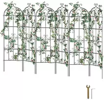 Metalinė sodo grotelė vijokliniams augalams, 6 dalių rinkinys, 180 cm, juoda grotelė lauko augalams