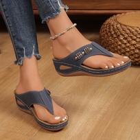Women's Plus Size Cutout Thong Sandals Summer Slides 43 mėlyna