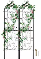 Metalinės sodo grotelės vijokliniams augalams, 2 vnt., nerūdijančios, 152 cm grotelės, juodos grotelės