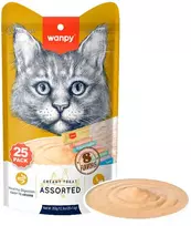 „Wanpy“ – kreminiai, laižomi skanėstai katėms, 25 vnt. pakuotėje – mišraus skonio, 350 g (25 x 14 g)