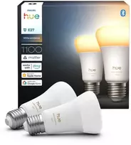 Philips Hue WA 1100 A60 2P EU | E27 | 8.1 W | Warm to cool baltas light | Bluetooth and Zigbee