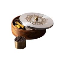 Wooden spice organizer, Wooden Masala Box (Lazer Silver),  Nestroots
