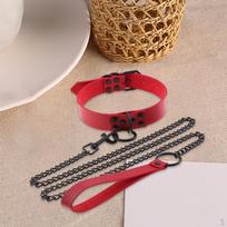 Ring Traction Rope Necklace Choker Chain Punk Rock Toys, Show Your Personality raudona