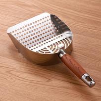 Stainless Steel Cat Litter Scoop Deep Shovel Long Handle Cat Poop Sifting Tool with Hanging Hook Non-stick Litter Box Scooper