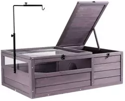 Medinis vėžlių namelis, vidaus ir lauko vėžlių namelis, 2 kambarių roplių narvas, kedro vėžlių stalas, 965x610x330 mm vėžlių namai