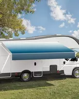 18' RV pakaitinis tentas, rankinis priekabos tentas, skirtas DC12V RV, gradientinis mėlynas tentas