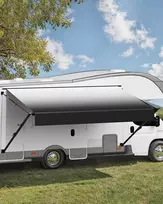 RV tento pakeitimas, priekabos tentas, DC12V RV tentas apsaugai nuo oro sąlygų, rankinis RV tentas, gradiento juodas tentas