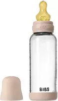 BIBS naujasis stiklinis buteliukas nuo dieglių 240 ml medium flow pilnas komplektas Blush