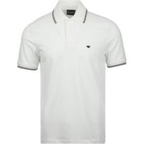 Emporio Armani Ss26 Dryžuotas Apdailos Erelio Logotipas Siuvinėtas Business Casual Trumpomis Rankovėmis Polo Marškinėlis Vyriški Polo Marškinėliai Baltas EM004606-AF23090-U0003 S