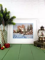 MP Studia Kryželių siuvinėjimo rinkinys „Kaimo gatvė“ 22×28 cm – namų dekorui