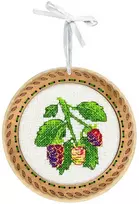 MP Studia Kryželių rinkinys ant medinio pagrindo „Vasarinės gervuogės“ 10×10 cm