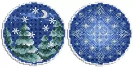 MP Studia Siuvinėjimo kryželiu rinkinys Kalėdinis burbulas su raštais, 9x9 cm
