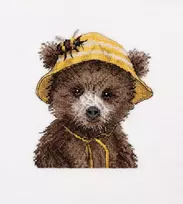 Panna Klart Kryželių siuvinėjimo rinkinys „Mielas meškiukas bitininkas“, 14,5×14,5 cm