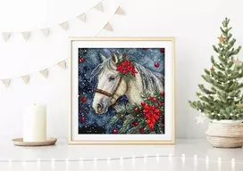 Letistitch Siuvinėjimo kryželiu rinkinys „Žiemos žirgas“, 20×20 cm