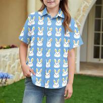 Summer Girls' Short Sleeve Blouse School Uniform Button-Up Shirt Kids Summer School Uniform Button Down Shirt 110 mėlyna