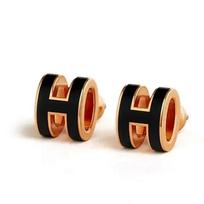 Hermes Logo Design Metal Rose Gold Earrings Women earrings 110128815 Basic Packaging-Box+Dust Bag or Padding Board