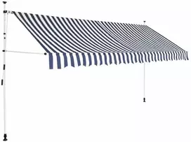Rankiniu būdu ištraukiama markizė, mėlyni/balti dryžiai, 350cm
