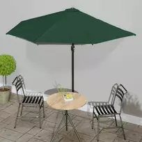 Balkono skėtis su aliuminio stulpu, 300x155cm, žalios sp.