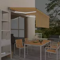 Markizė su uždanga/LED/vėjo jutikliu, geltona/balta, 3x2,5m