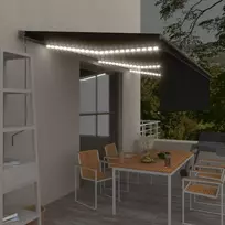 Markizė su uždanga/LED/vėjo jutikliu, antracito, 6x3m