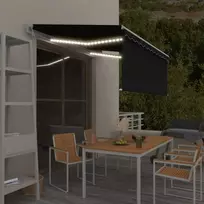Markizė su uždanga/LED/vėjo jutikliu, antracito, 3x2,5m