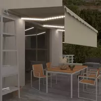 Automatinė markizė su uždanga/LED/vėjo jutikliu, kreminė, 6x3m
