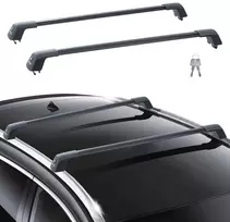 Stogo bagažinės skersinis su grioveliais šoniniams bėgiams, su apsauga nuo vagystės, universalūs stogo bagažinės skersiniai, automobilio stogo bagažinė, automobilio skersiniai