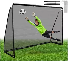 Futbolo vartai 240 x 170 cm, tvirtas tinklas, juodas plieno rėmas, treniruotėms, sodui, futbolo varteliai