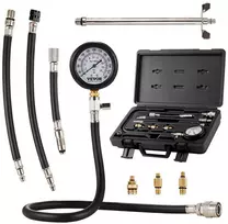 Suspaudimo testerio adapterių rinkinys, 9 vnt., automobilių variklių cilindrų nuotėkio/suspaudimo bandymui, tikslus dvigubos skalės manometras, variklio cilindro sandarumo testas