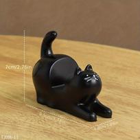 Stretching Cat Figurine, Calico Cat Phone Stand, Desktop Decoration, Creative and Practical for Lazy Binge-Watching Black