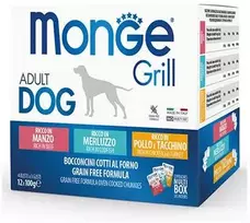 Monge Grilis Mix konservų rinkinys šunims su jautiena, menke ir vištiena, 12x100 g