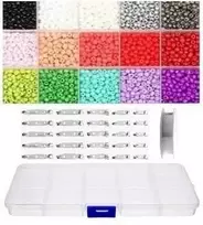 Stiklinių karoliukų rinkinys su dėžute sagių gamybai RainBow®, šviesus, 1800 vnt.