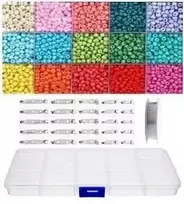 Stiklinių karoliukų rinkinys su dėžute sagių gamybai RainBow®, ryškus, 1800 vnt.