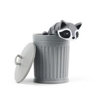 Raccoon trash can set, articulated animal model figurine, joint movable pressure relief toy, 3D printed novel collectibles