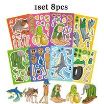 1-6set Italian Brainrot Sticker Tung Tung Sahur Telalaero Telala Shark Fun Stickers Make a Face Interactive Game Birthday Gift