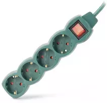 Entac ilgiklis 4 lizdų 5m 3680W IP20 su jungikliu, žalias