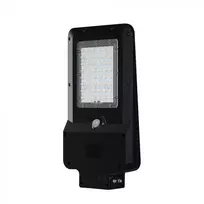 V-tac 20W LED gatvės šviestuvas su saulės baterija ir judesio davikliu, juodas, 3000/4000/6000K, 140°x70°