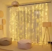 Happy people DU-16 šviečianti kambario dekoracija LED užuolaidos, šiltai baltos spalvos 3x2m