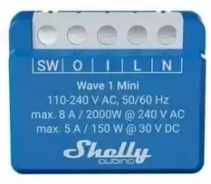 Shelly Qubino Wave 1 Mini LR išmanusis jungiklis Z-Wave Mėlyna